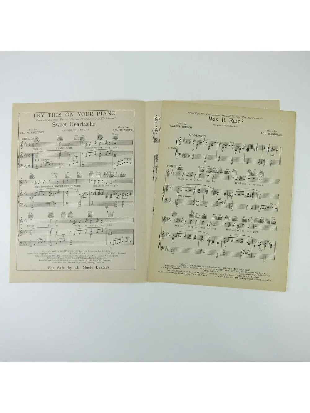 Sheet Music Was It Rain The Hit Parade Frances Langford Phil Regan Vintage 1937
